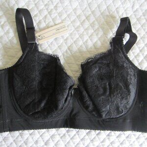 NWT ORLINAS Black Lightly Padded Bra w/ extended back closure Sz E85 (US 38D)